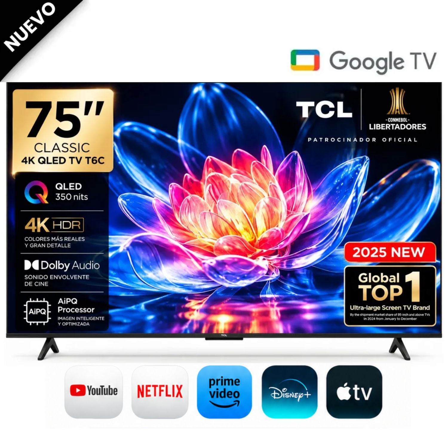 TELEVISOR TCL 75 QLED 4K SMART GOOGLE TV 75T6C - 1