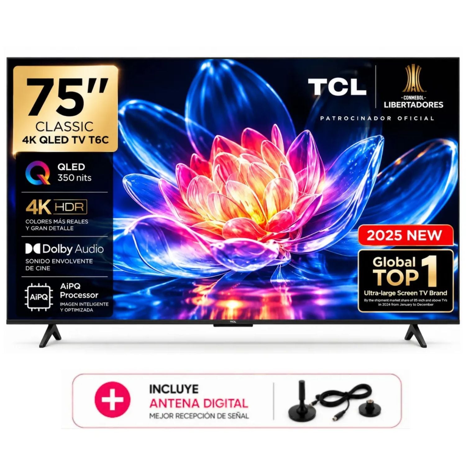 TELEVISOR TCL 75 QLED UHD 4K MOD 75T6C. + ANTENA - 1