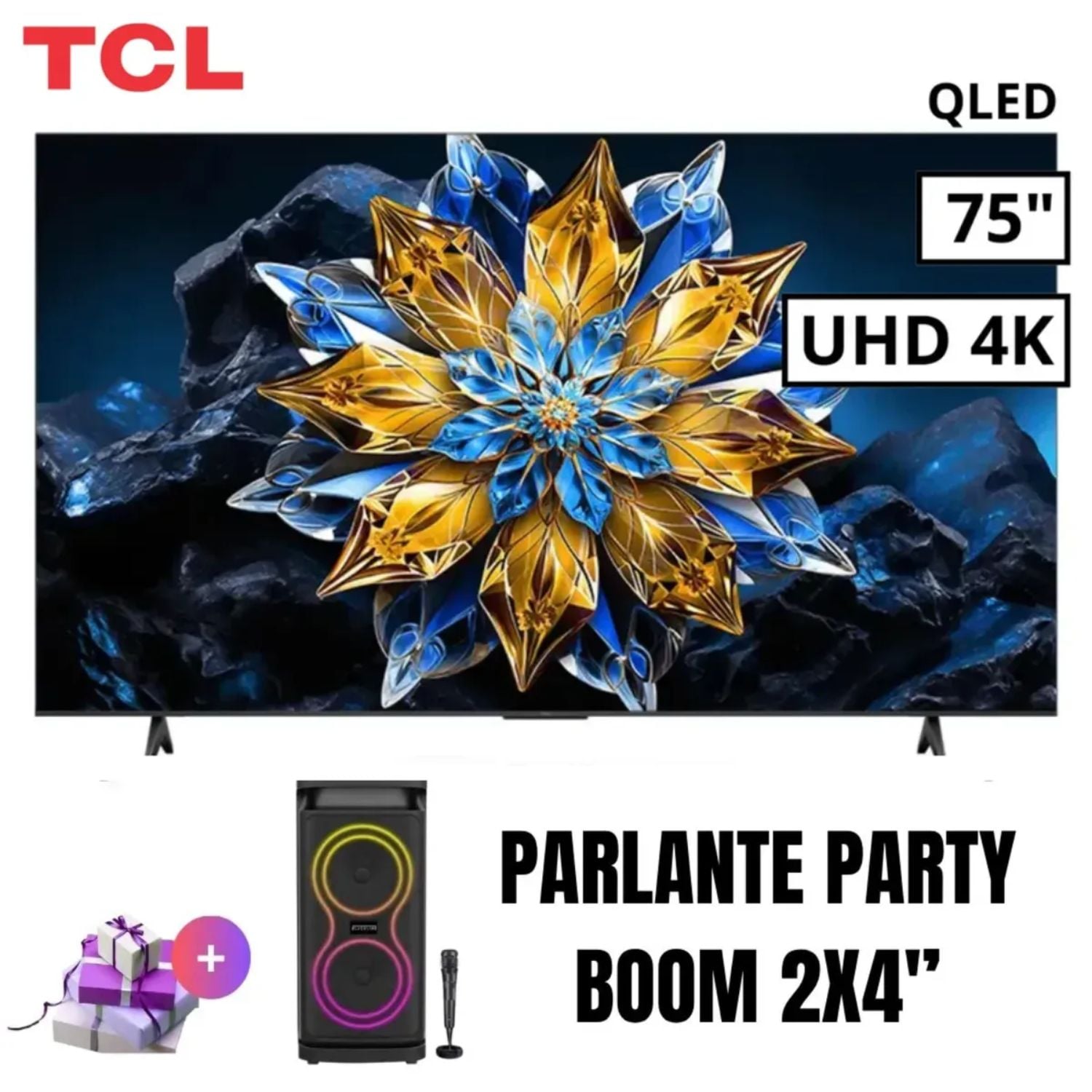 TELEVISOR TCL QLED 75 UHD 4K SMART TV 75T6C + PARLANTE - 1