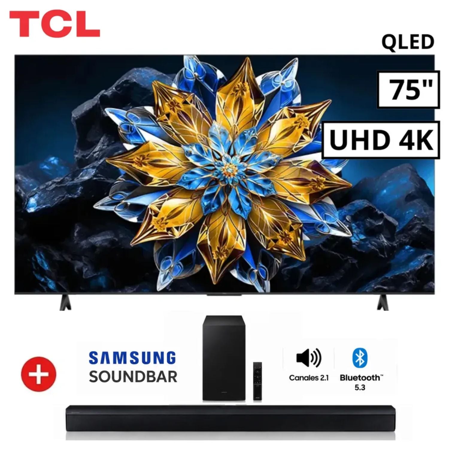 TELEVISOR TCL QLED 75 75T6C UHD 4K SMART TV + SOUNDBAR B450 - 1