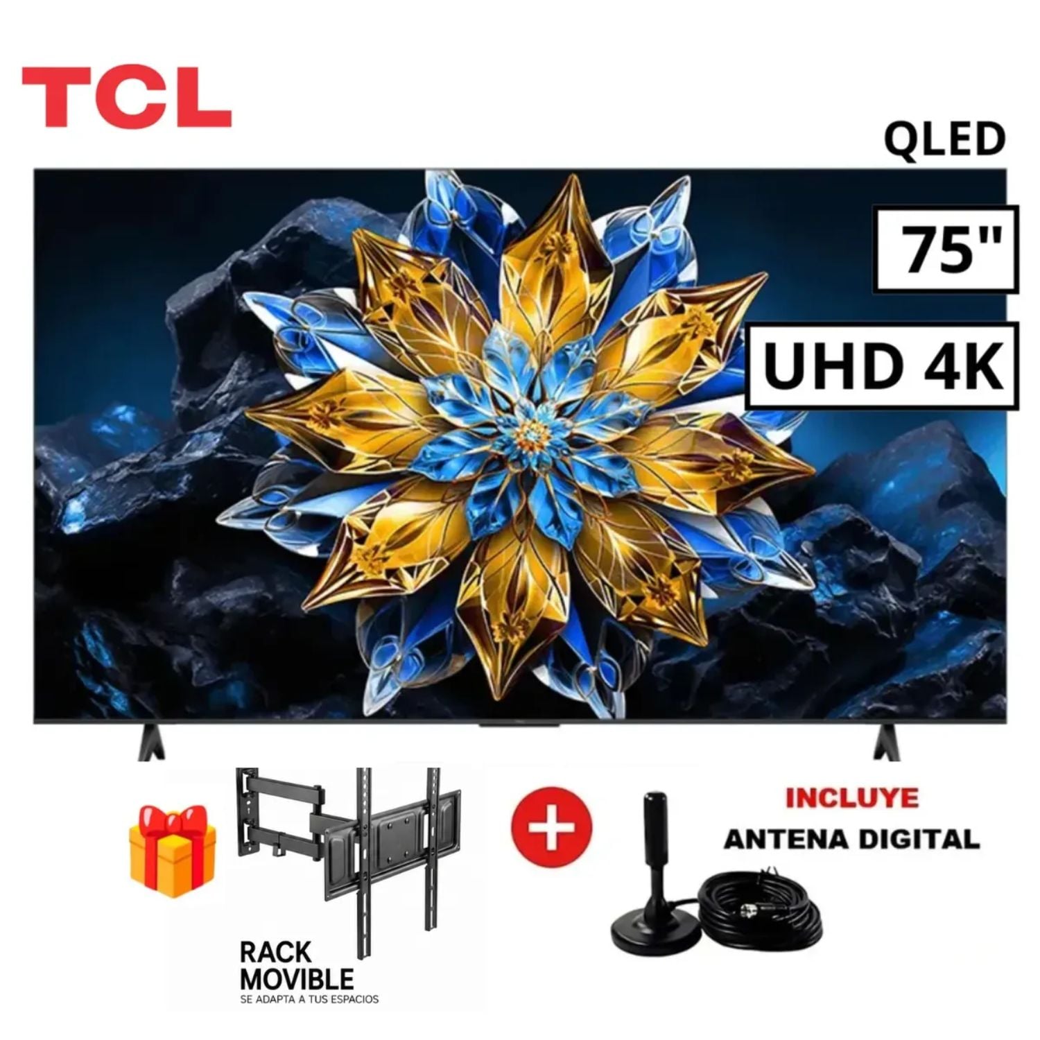 TELEVISOR TCL QLED 75 75T6C UHD 4K SMART TV + RACK - 1