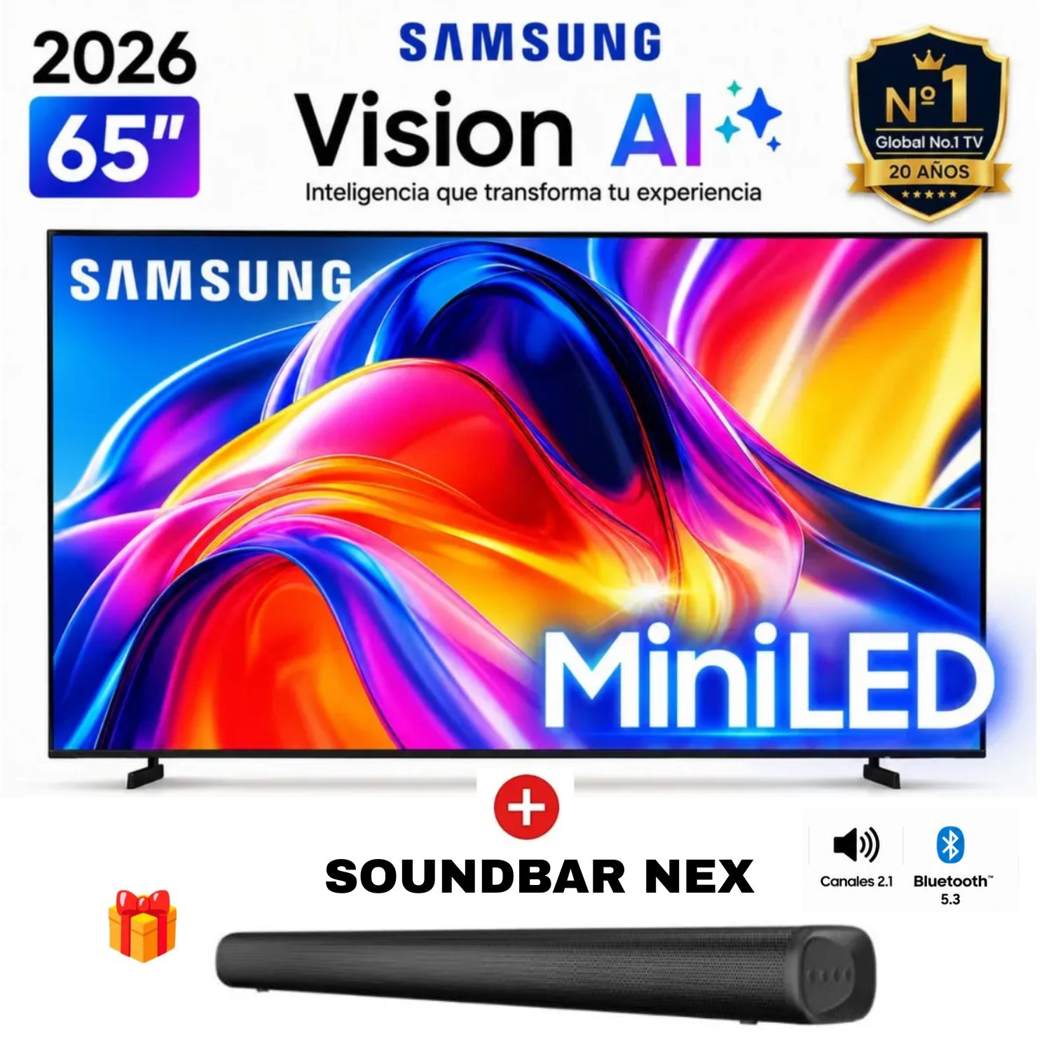 TELEVISOR SMART SAMSUNG M70 65 4K UHD MINI LED TIZEN OS UN65M70HAGXPE + SOUNDBAR NEX - 1