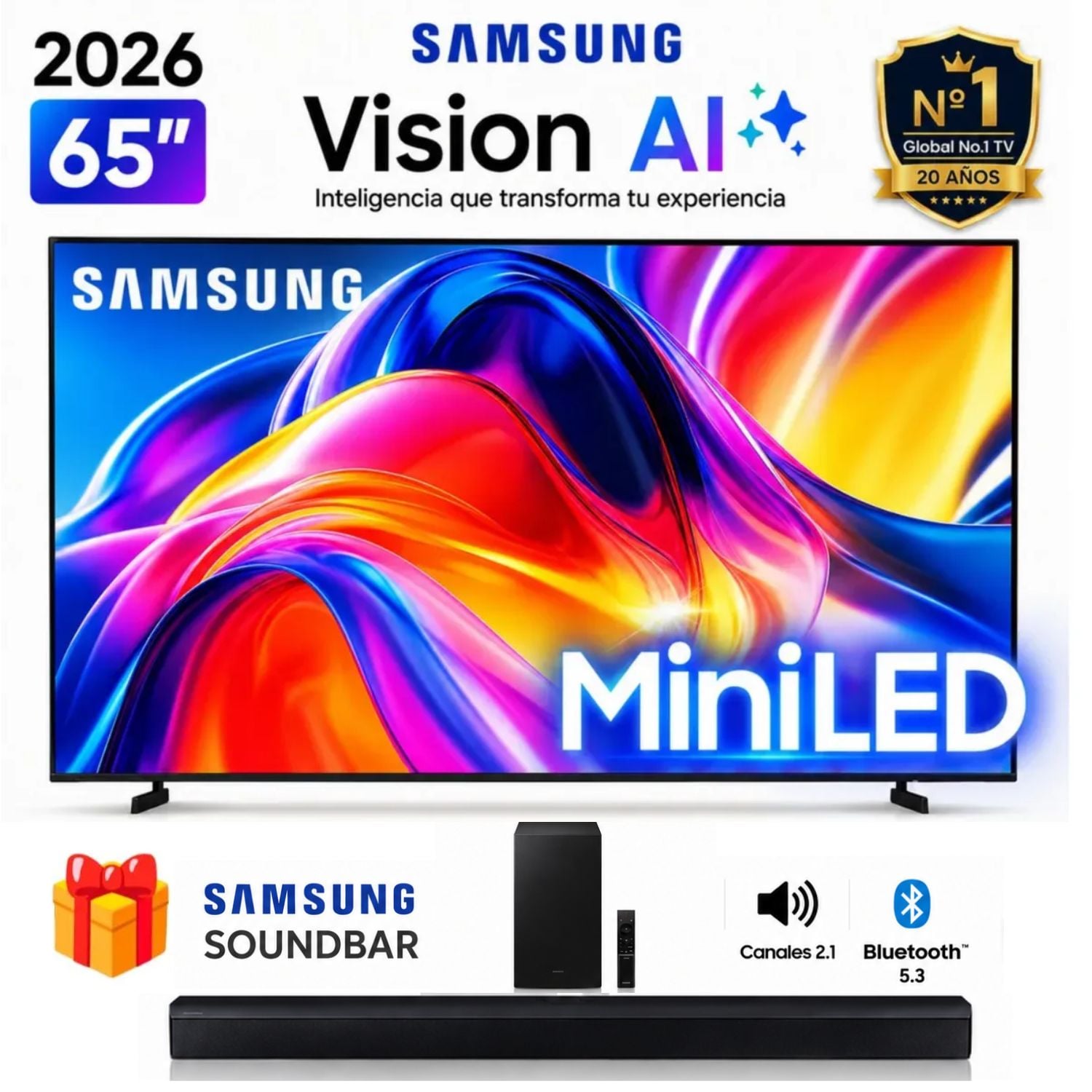 TELEVISOR SMART SAMSUNG M70 65 4K UHD MINI LED TIZEN OS UN65M70HAGXPE + SOUNDBAR B450 - 1
