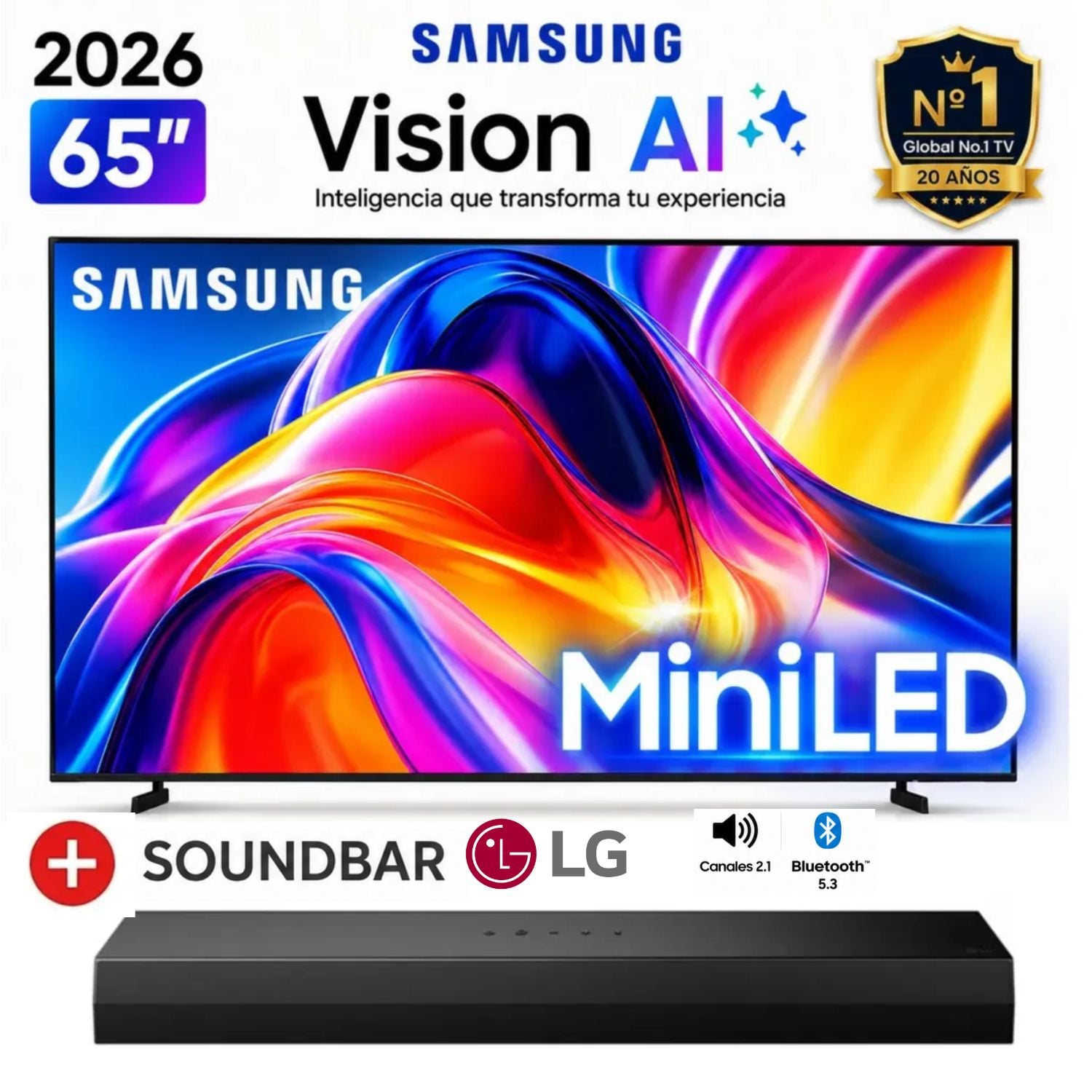 TELEVISOR SMART SAMSUNG M70 65 4K UHD MINI LED TIZEN OS UN65M70HAGXPE + SOUNDBAR LG - 1