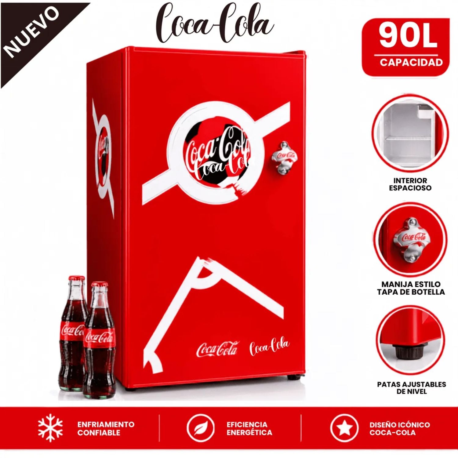 FRIGOBAR NOSTALGIA 90 LT COCA COLA CKRF32CRWC-R ROJO - 1
