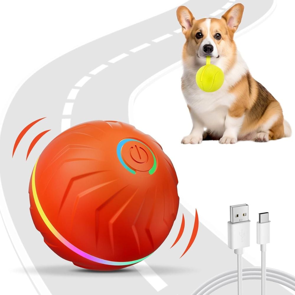 PELOTA INTERACTIVA PARA PERROS JUGUETE LED DE REBOTE, PETZYNERGY - 1