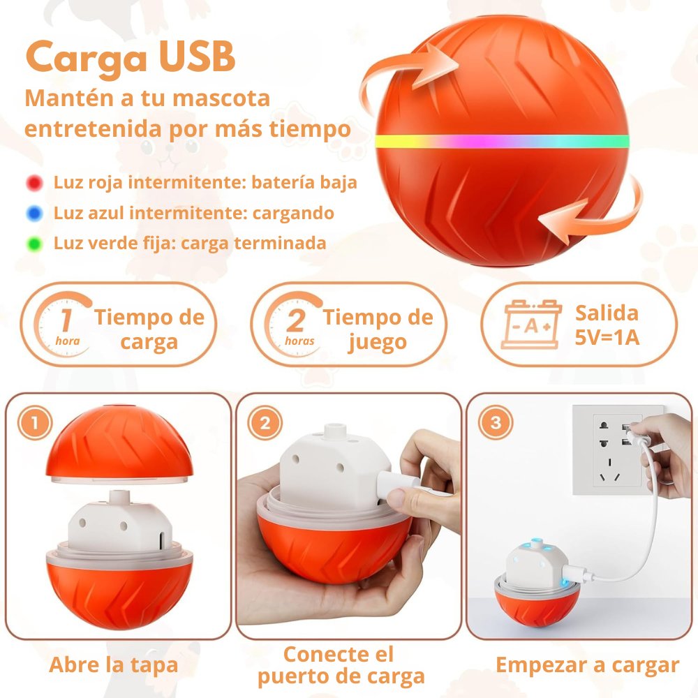 PELOTA INTERACTIVA PARA PERROS JUGUETE LED DE REBOTE, PETZYNERGY - 3