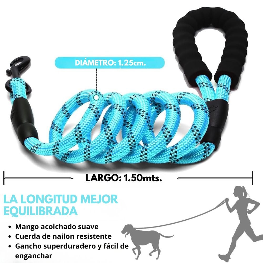 CORREA PARA PERRO REFLECTANTE CON ASA ACOLCHADA METRO CINCUENTA DE LARGO - 2