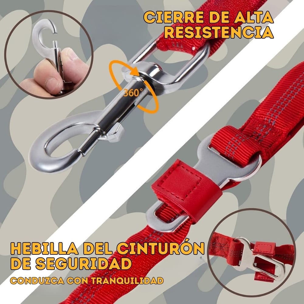 CORREA ELÁSTICA TÁCTICA ANTITIRONES PARA PERROS MEDIANOS Y GRANDES CLIP DE SEGURIDAD Y ASA DOBLE - 3