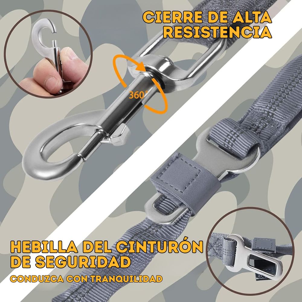 CORREA ELÁSTICA TÁCTICA ANTITIRONES PARA PERROS MEDIANOS Y GRANDES CLIP DE SEGURIDAD Y ASA DOBLE - 3