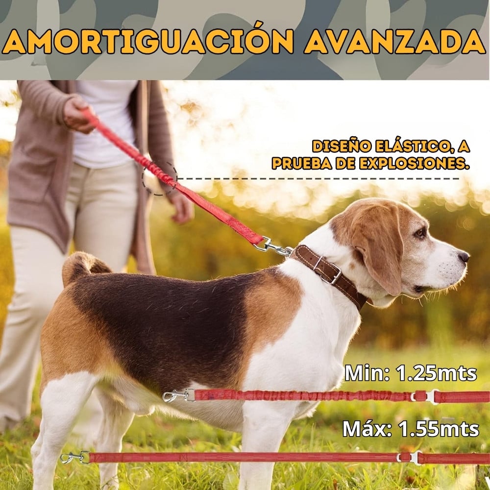 CORREA ELÁSTICA TÁCTICA ANTITIRONES PARA PERROS MEDIANOS Y GRANDES CLIP DE SEGURIDAD Y ASA DOBLE - 4