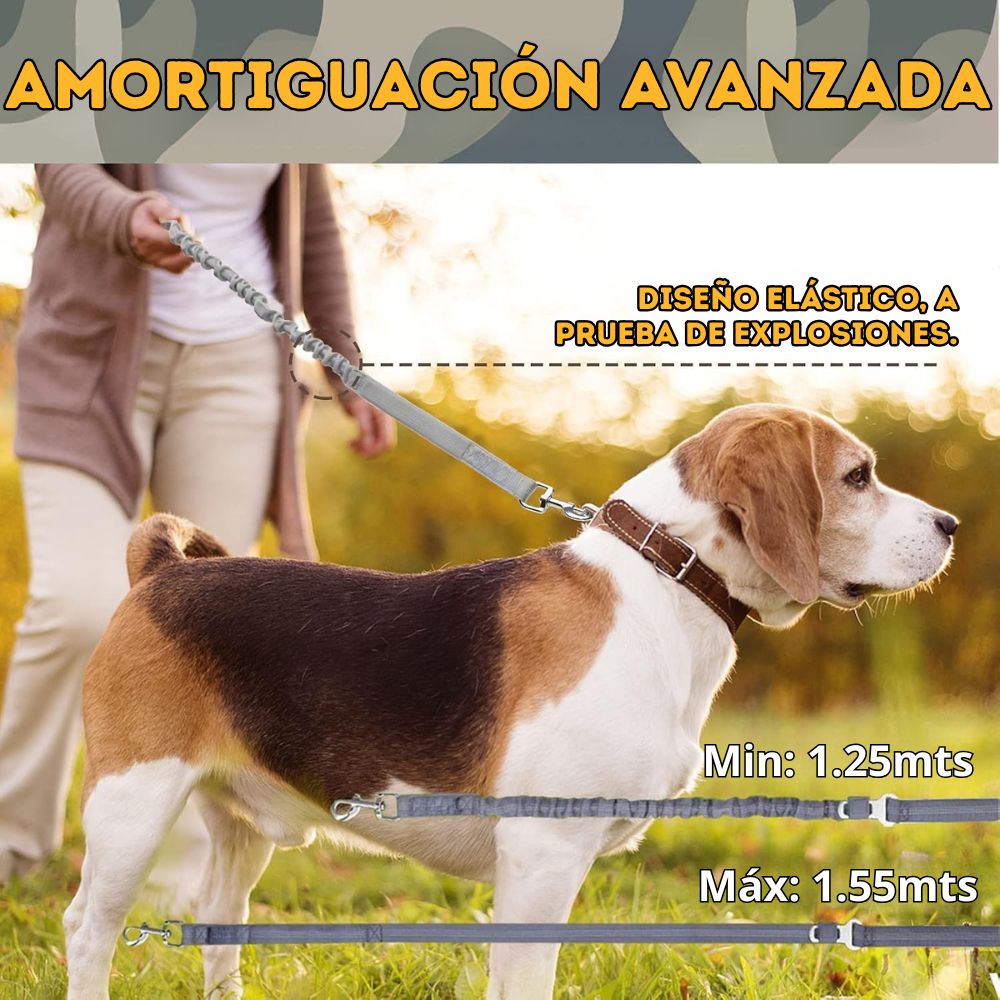 CORREA ELÁSTICA TÁCTICA ANTITIRONES PARA PERROS MEDIANOS Y GRANDES CLIP DE SEGURIDAD Y ASA DOBLE - 4