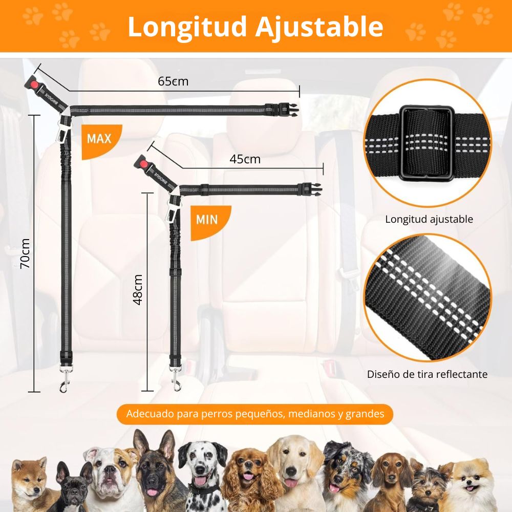 CORREA PARA PERROS DE SEGURIDAD EN COCHE AJUSTABLE MULTIFUNCIONAL 3 EN 1 - 4