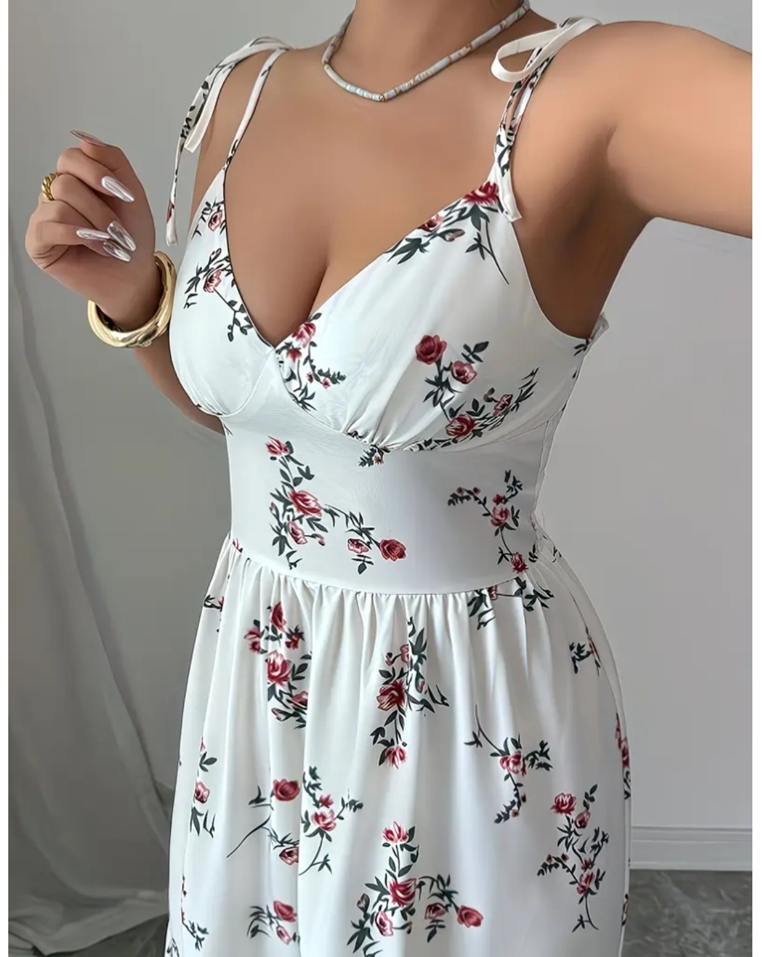 VESTIDO LARGO CON ESTAMPADO FLORAL - EMMARI / BLANCO / S - 2