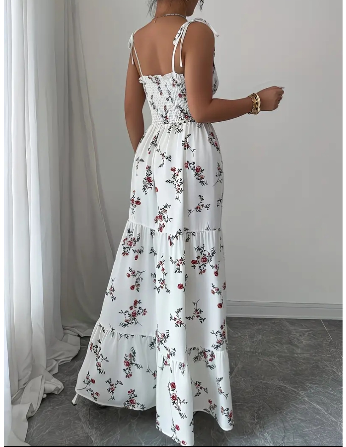 VESTIDO LARGO CON ESTAMPADO FLORAL - EMMARI / BLANCO / S - 3