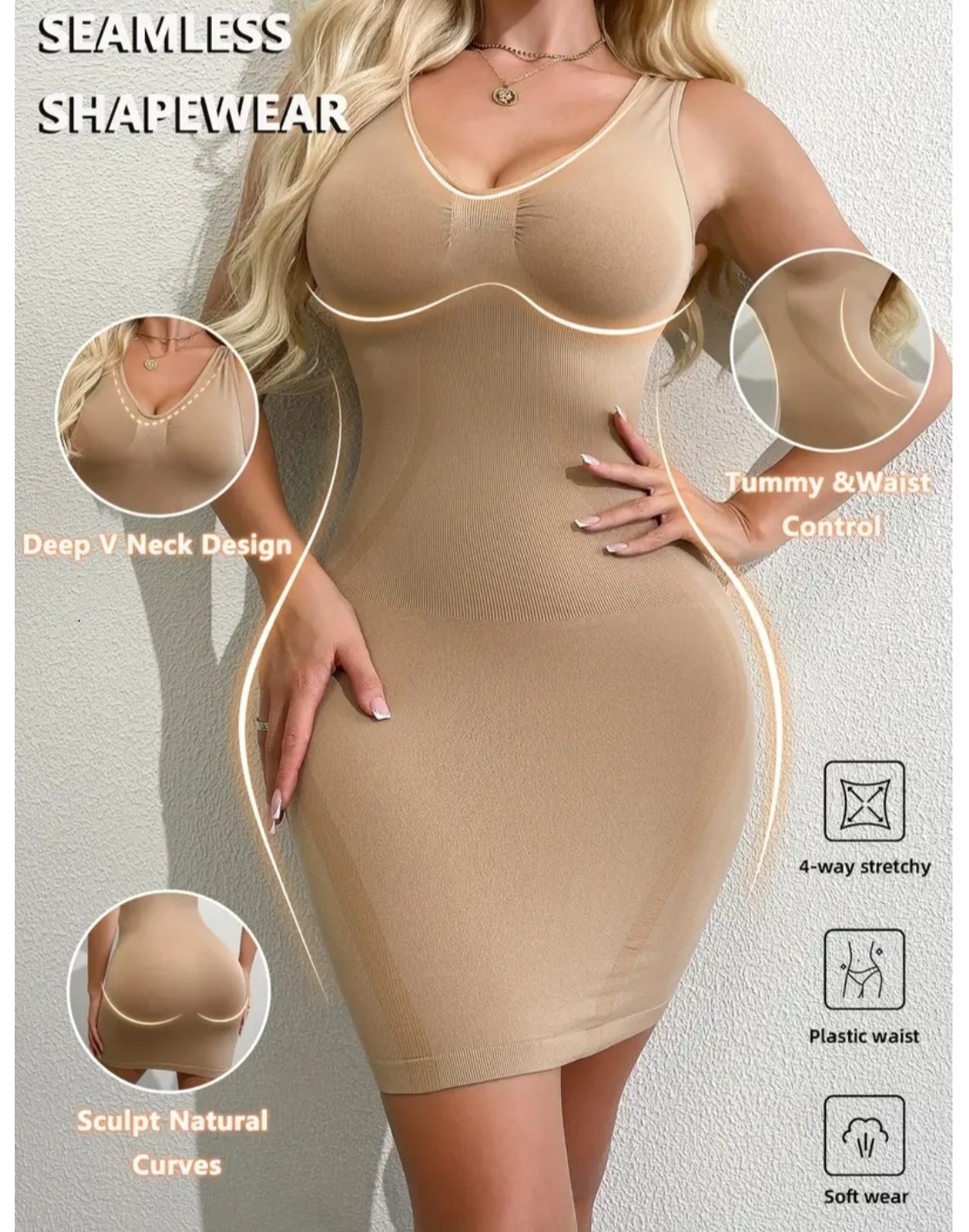 MODELADOR PARA VESTIDOS INVISIBLE CONTROL DE ABDOMEN / BEIGE / S - 1