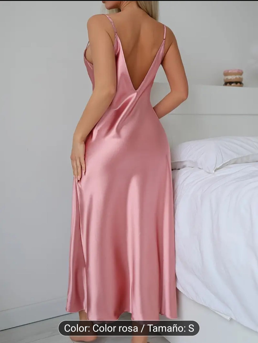 VESTIDO SEDA ROSA FEMENINO / ROSA / S - 2