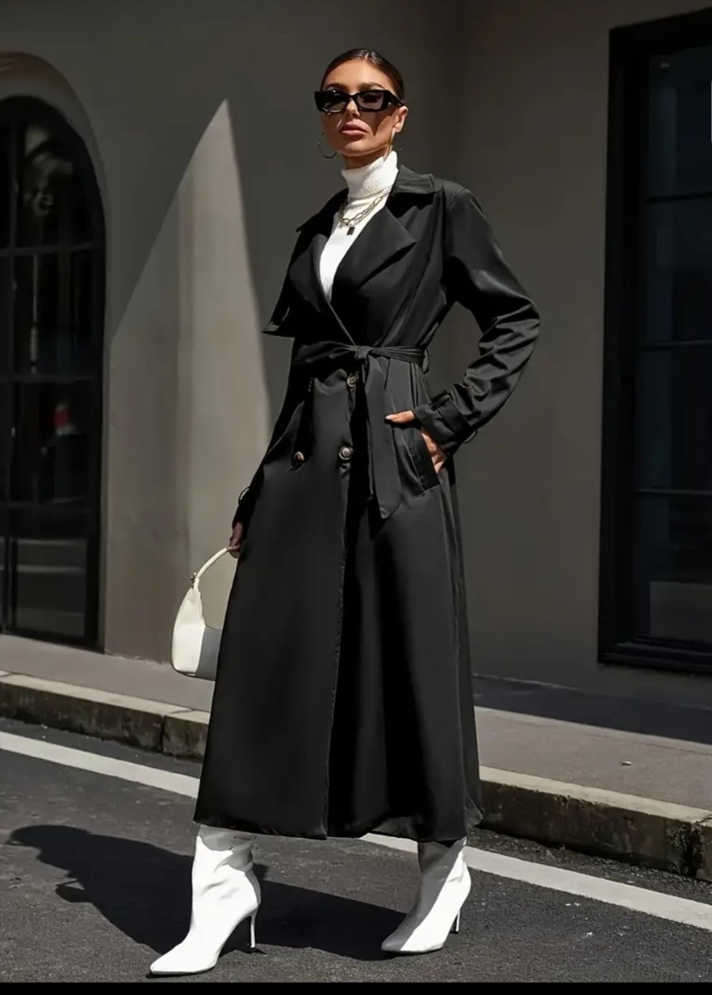 ABRIGO AMERICANO ELEGANTE PARA MUJER / NEGRO / S/M - 3
