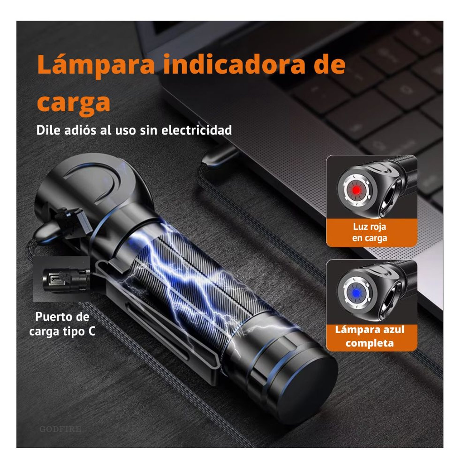 LINTERNA TH-04 ALUMINIO FRONTAL SUPERFIRE TH04  IMANTADA RESISTENTE Y LARGA DURACIÓN - 5