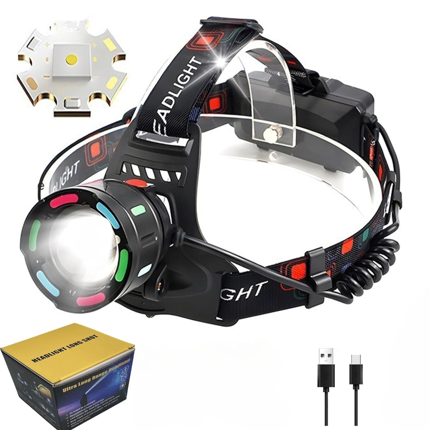 LINTERNA LIDIMI LD-L469C ALUMINIO CABEZA FRONTAL LED RECARGABLE ZOOM Y DOBLE BATERÍA TIPO C - 1