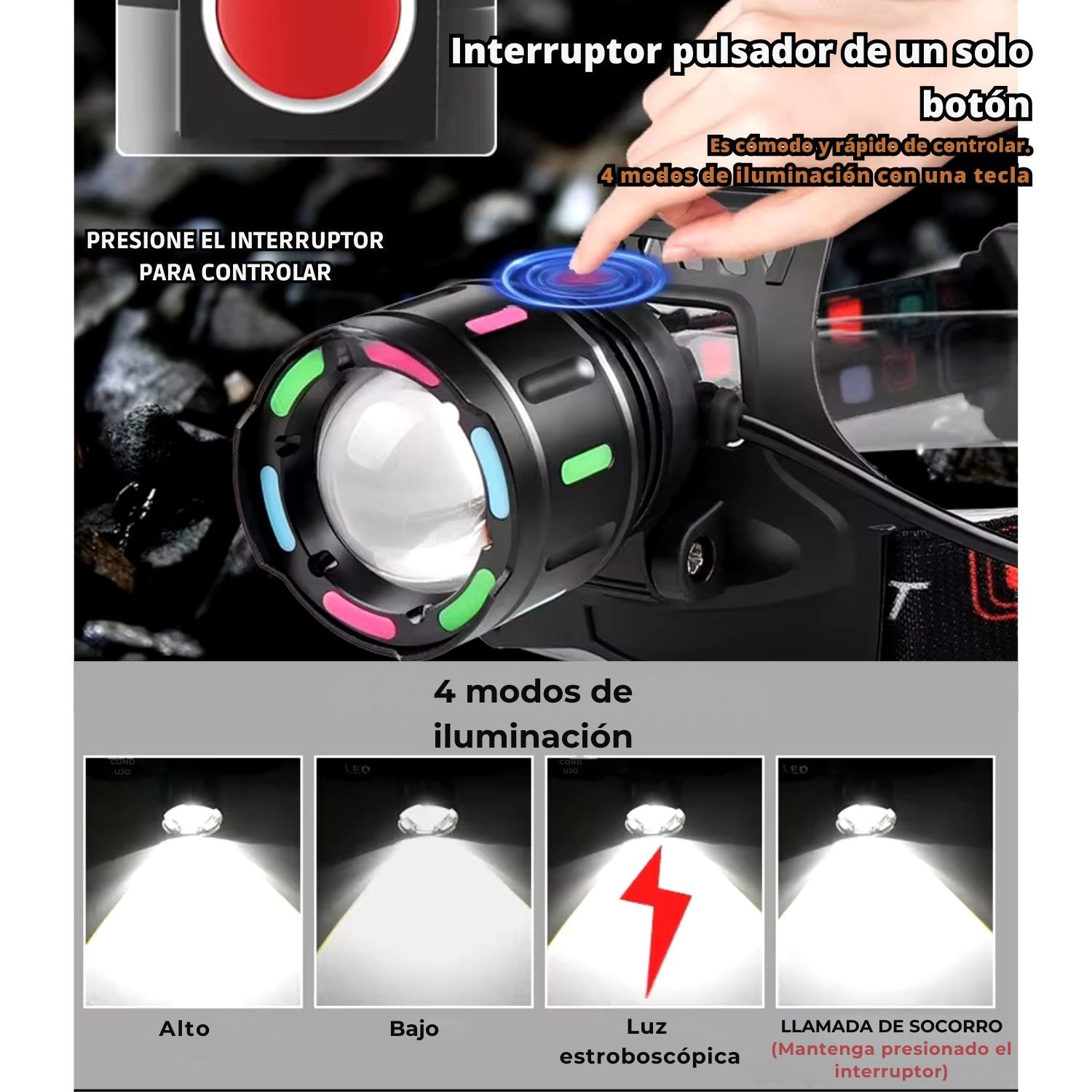 LINTERNA LIDIMI LD-L469C ALUMINIO CABEZA FRONTAL LED RECARGABLE ZOOM Y DOBLE BATERÍA TIPO C - 2