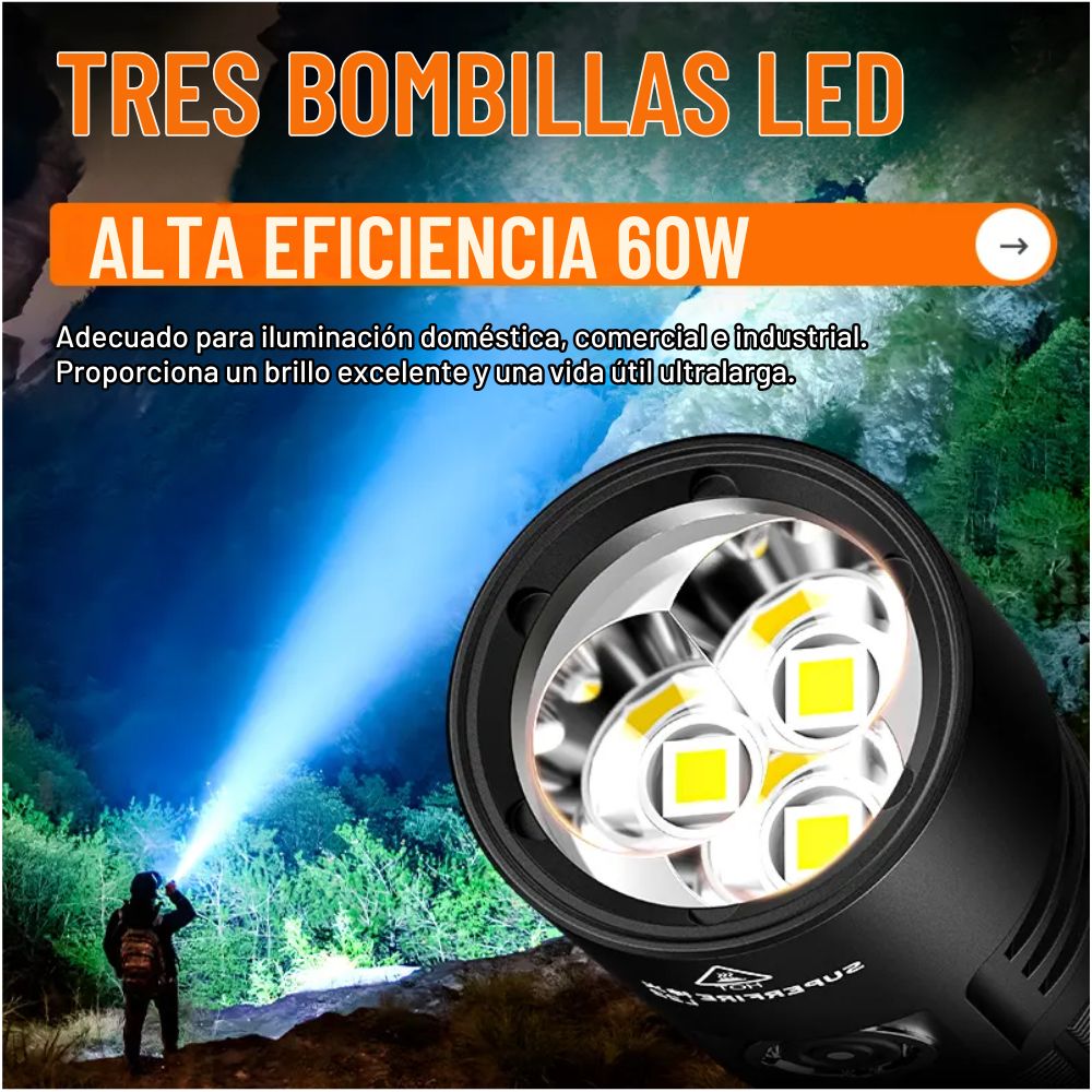 LINTERNA LED L22 ALUMINIO RECARGABLE 5000 LÚMENES CON 6 MODOS - 7