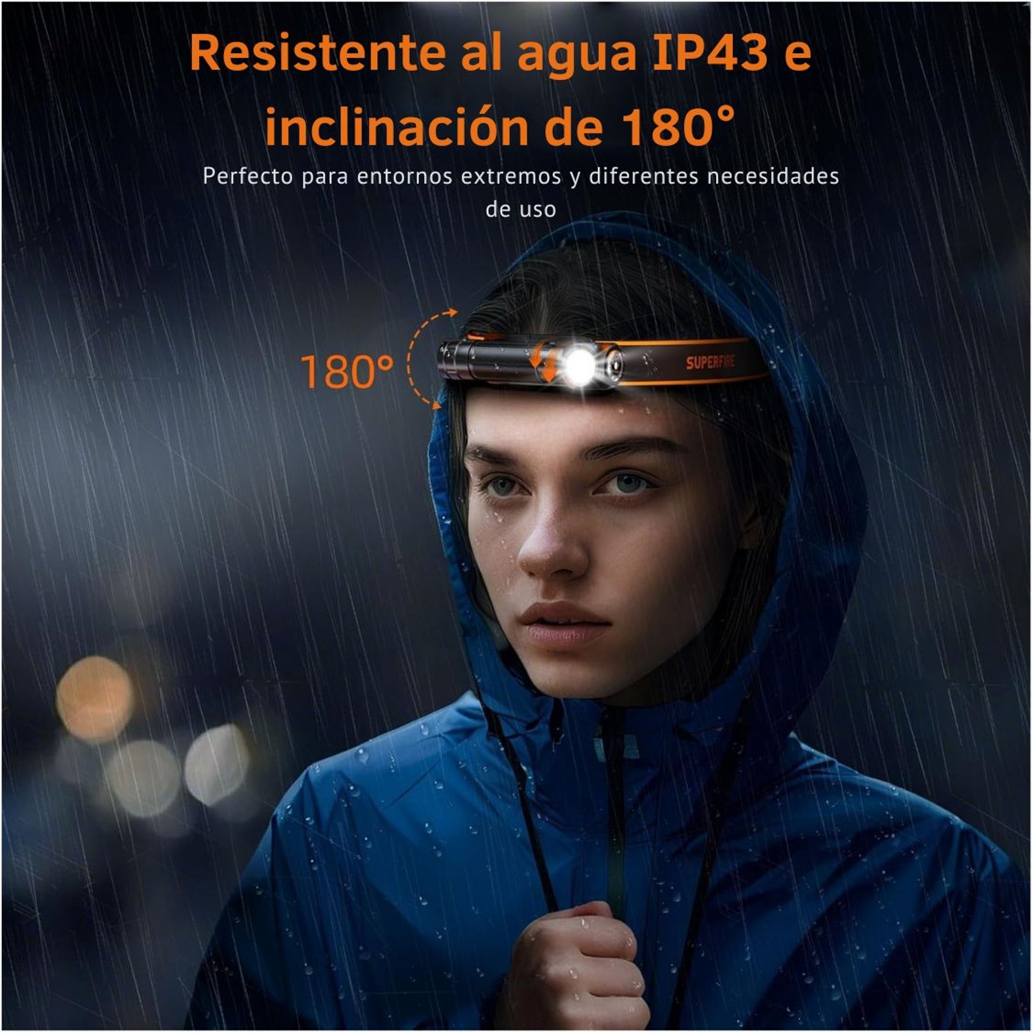 LINTERNA CABEZA ALUMINIO RECARGABLE PROFESIONAL 600LM IMANTADA USB C AJUSTABLE - 3