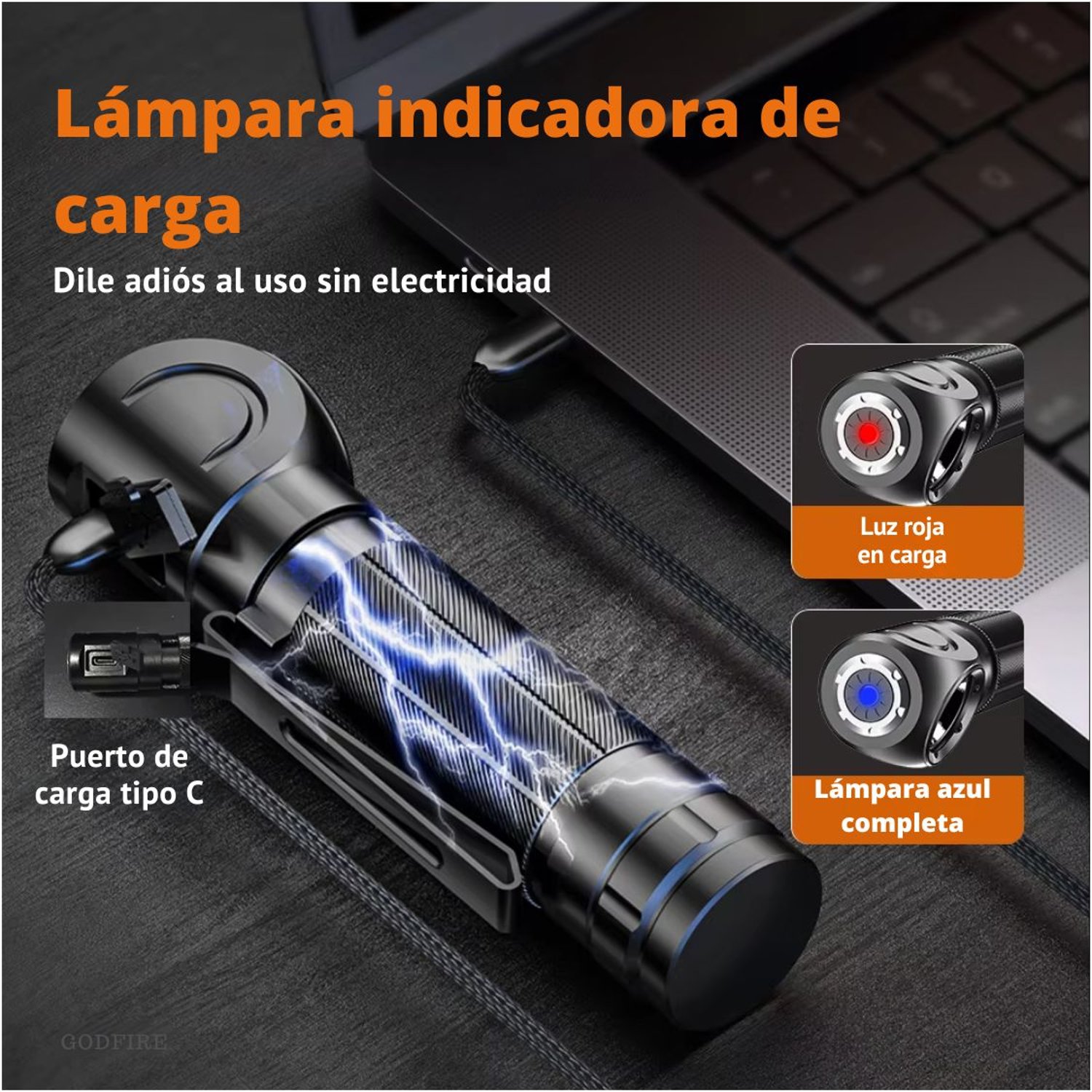 LINTERNA CABEZA ALUMINIO RECARGABLE PROFESIONAL 600LM IMANTADA USB C AJUSTABLE - 4
