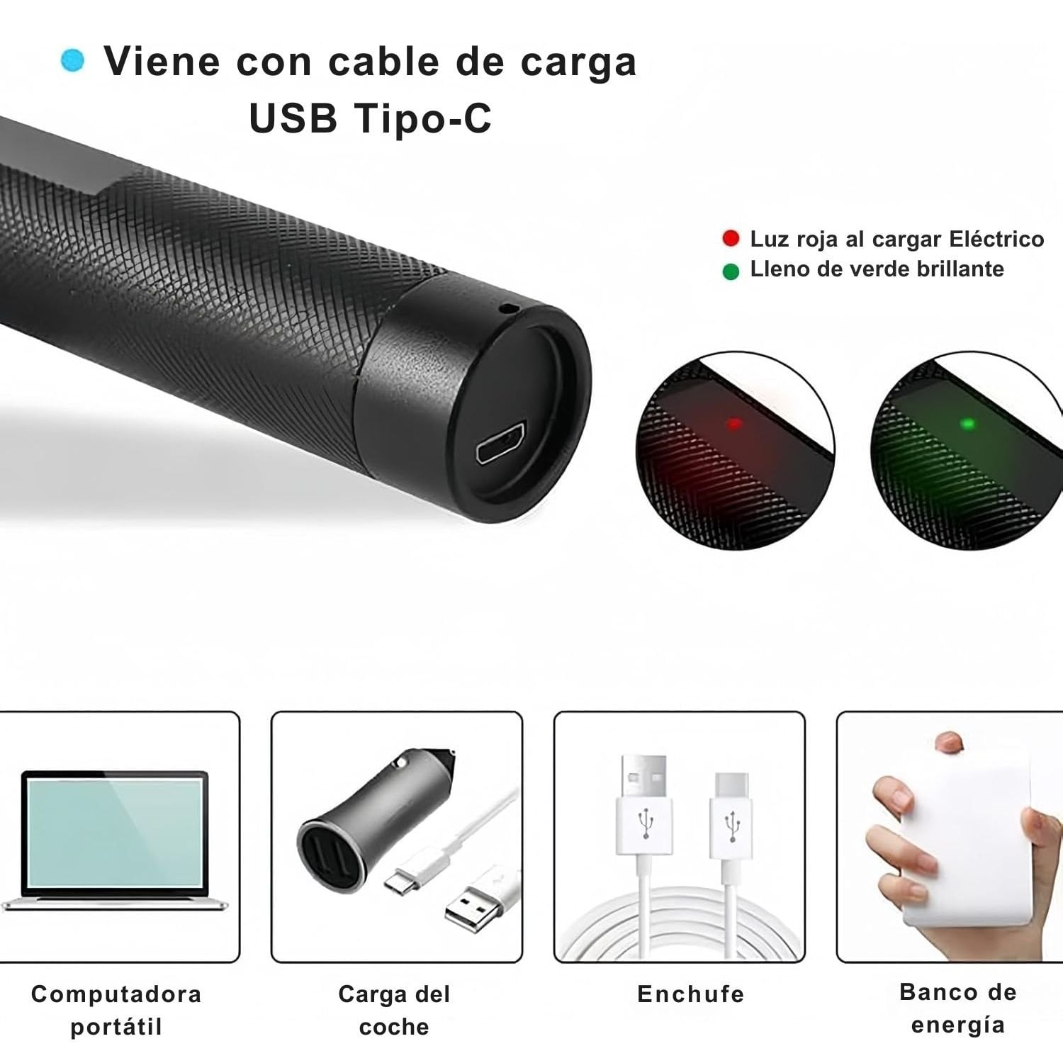 LÁSER VERDE 3000M RECARGABLE TIPO C, MULTIUSO PARA CAZA, OFICINA, CAMPING Y EMERGENCIAS CON ENFOQUE AJUSTABLE - 4