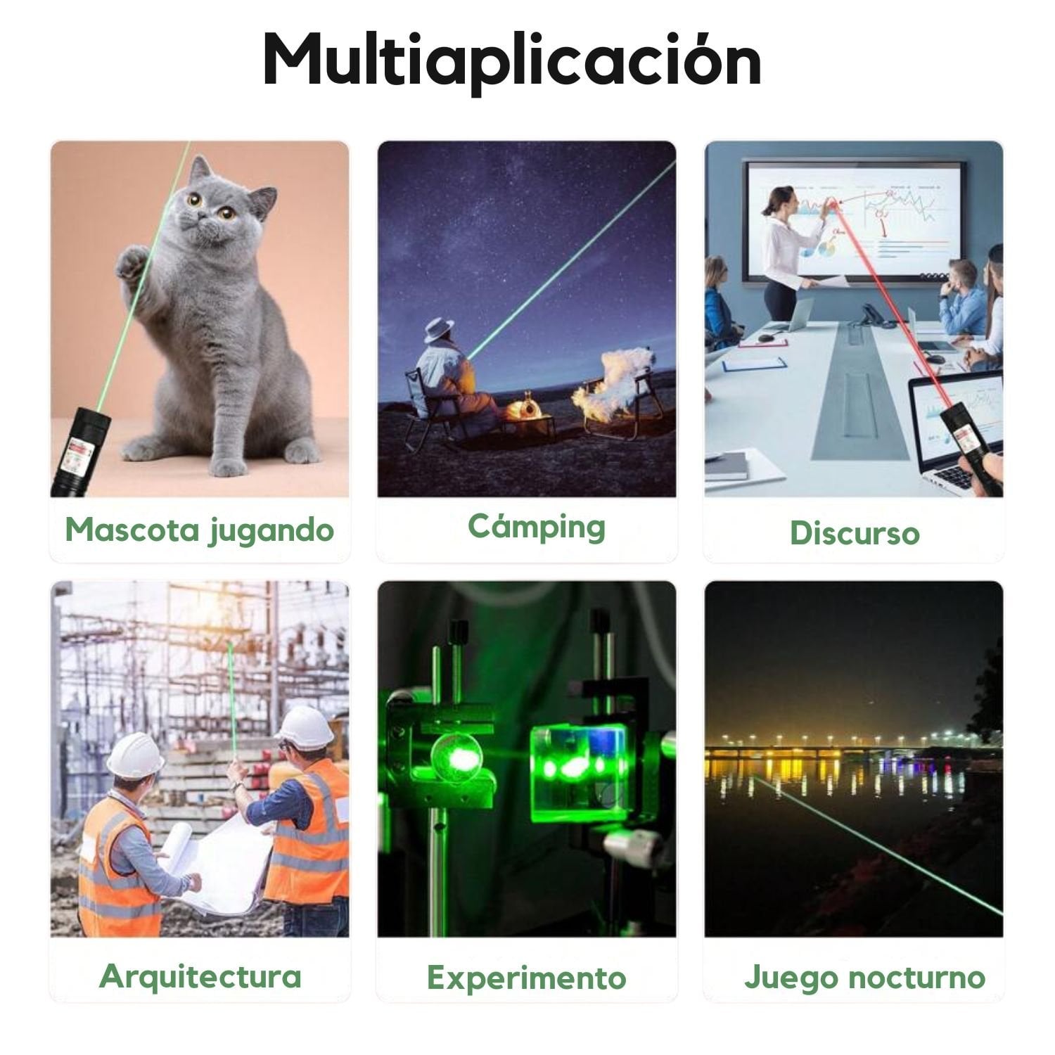 LÁSER VERDE 3000M RECARGABLE TIPO C, MULTIUSO PARA CAZA, OFICINA, CAMPING Y EMERGENCIAS CON ENFOQUE AJUSTABLE - 5