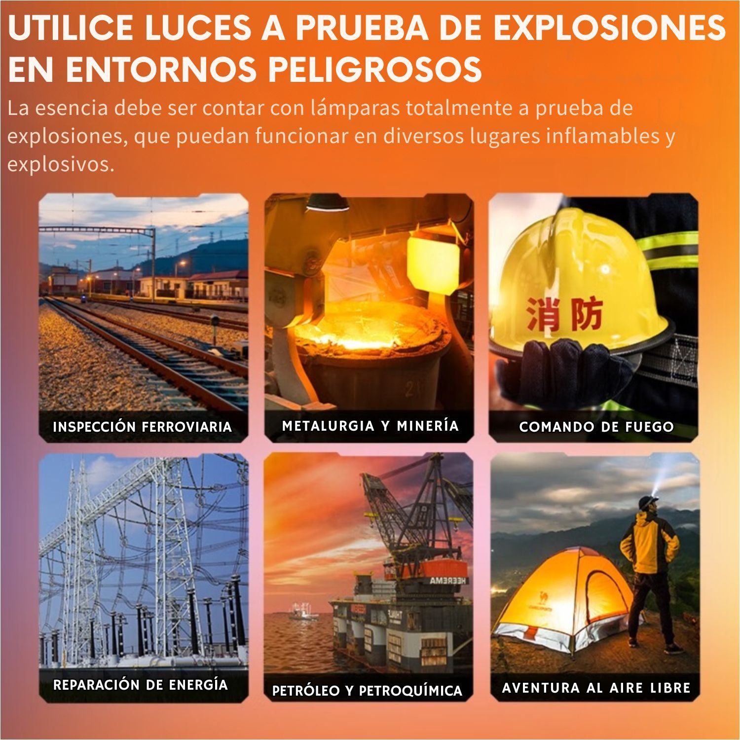 LINTERNA PROFESIONAL HL20 A PRUEBA DE EXPLOSIONES CON 5 MODOS DE LUZ, IP66, LUZ DE EMERGENCIA ROJA Y BATERÍA RECARGABLE - 6