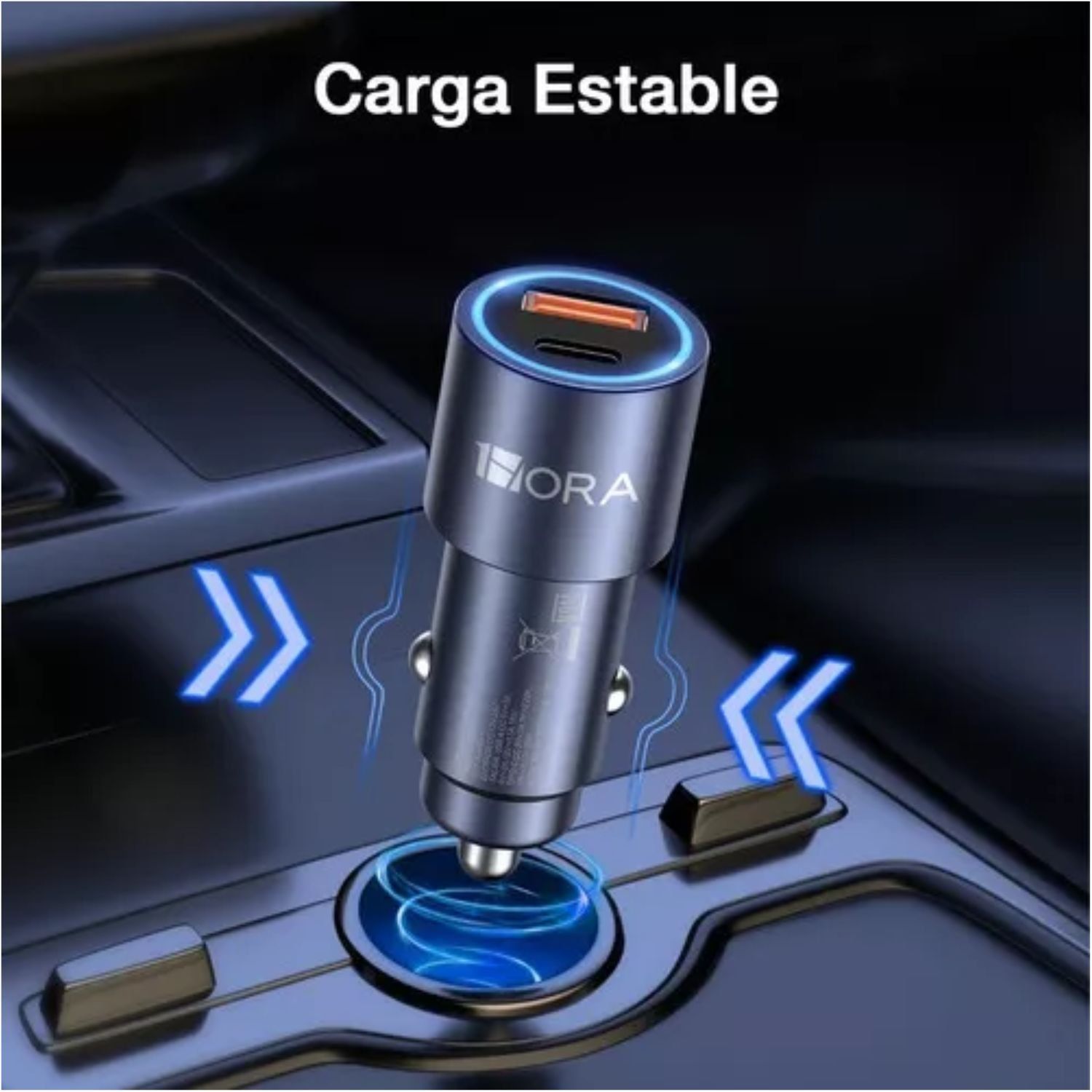 CARGADOR RÁPIDO AUTO 38W 1 HORA PD 20W + QC 18W USB TIPO C Y A PARA IPHONE SAMSUNG XIAOMI DASHCAM 12V-24V CON CABLE - 4