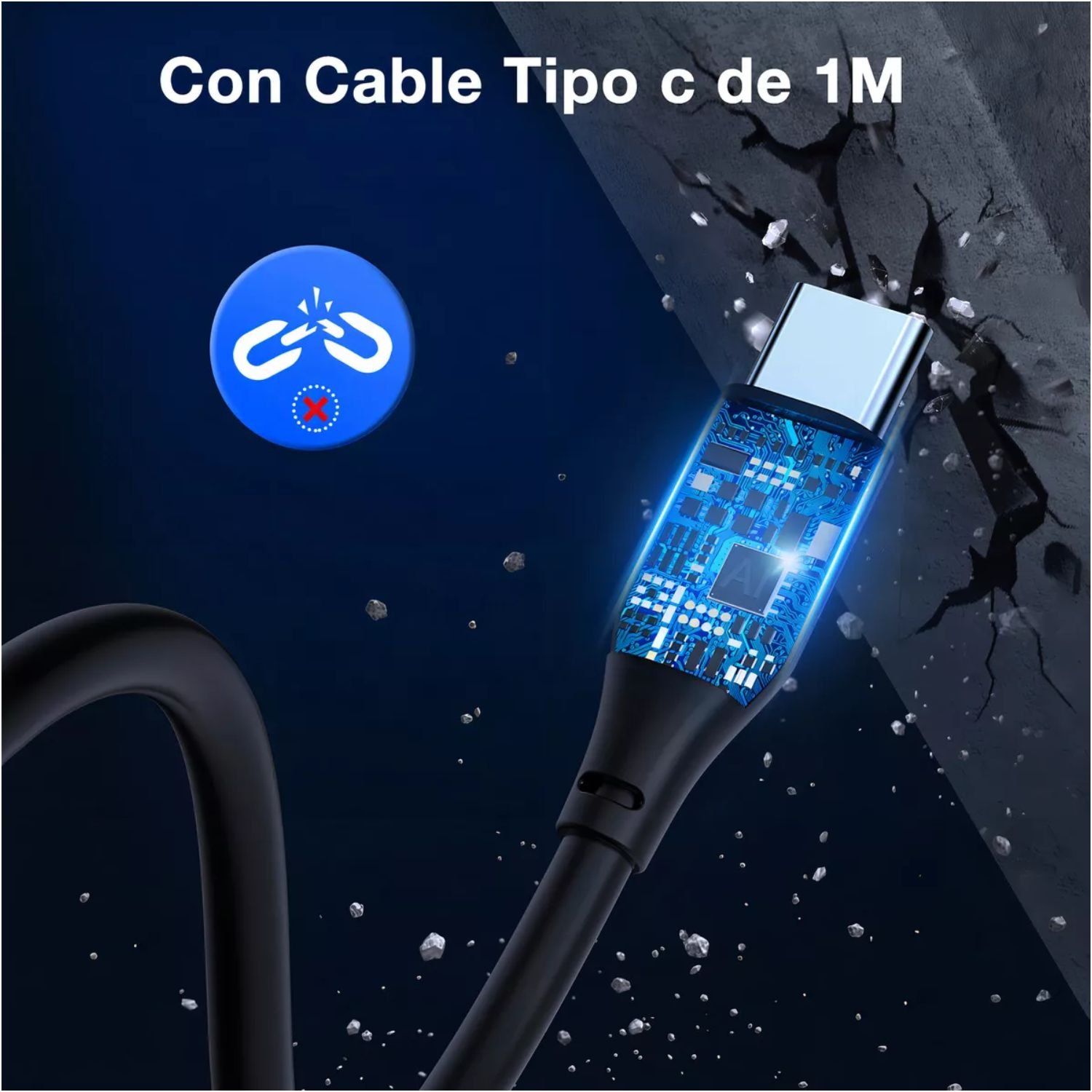 CARGADOR RÁPIDO AUTO 38W 1 HORA PD 20W + QC 18W USB TIPO C Y A PARA IPHONE SAMSUNG XIAOMI DASHCAM 12V-24V CON CABLE - 5