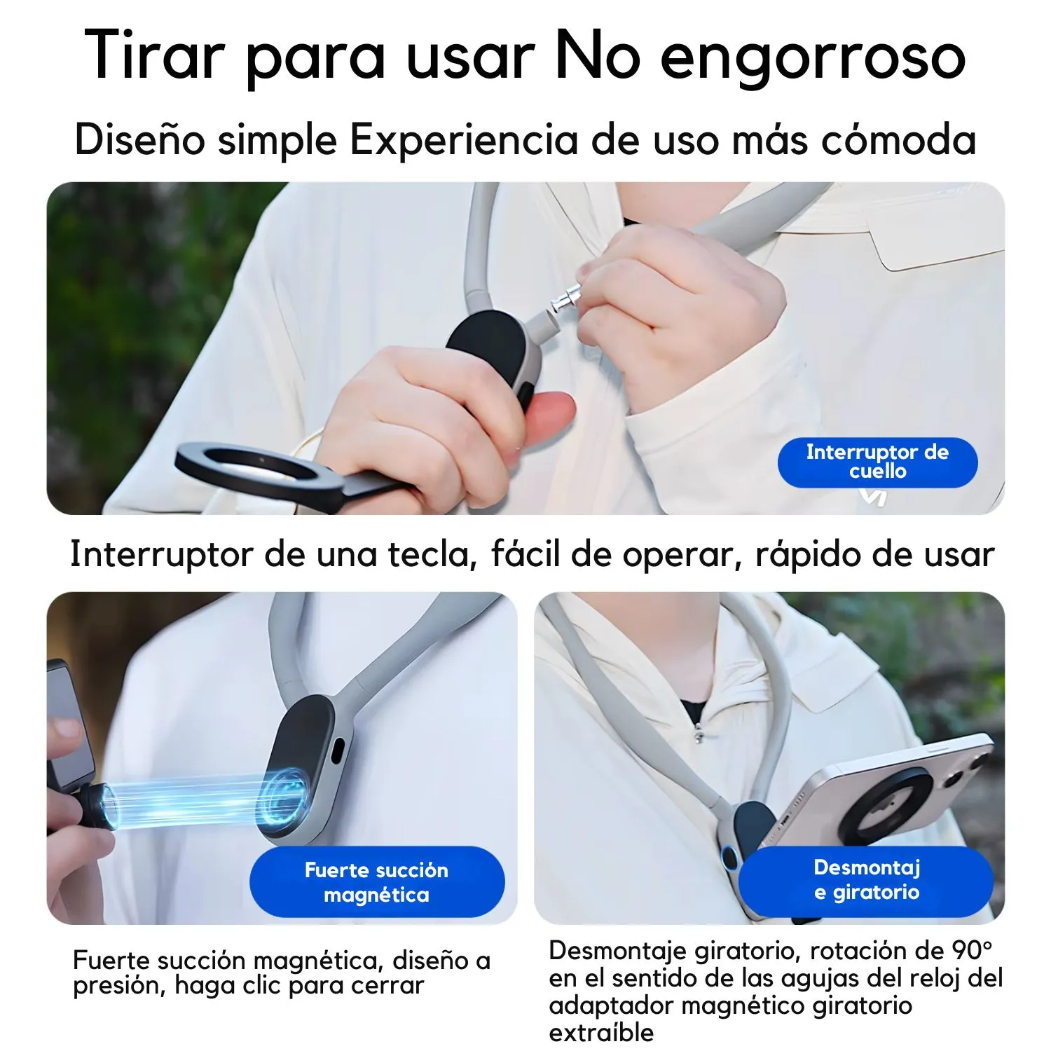 SOPORTE MAGNÉTICO DE CUELLO TASHINE PARA GOPRO, IPHONE Y ANDROID, IDEAL PARA GRABAR EN PRIMERA PERSONA Y DEPORTES EXTREMOS - 2