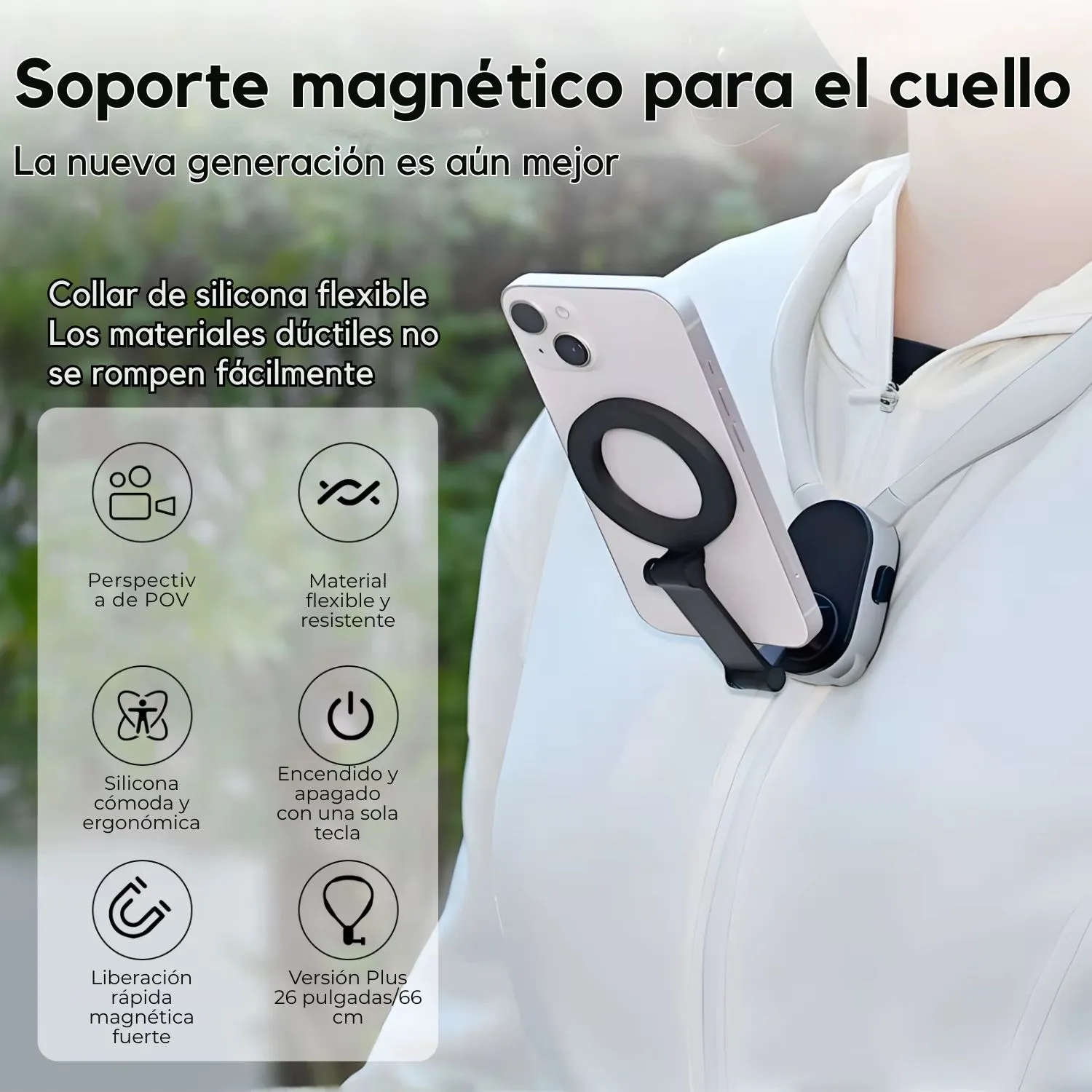 SOPORTE MAGNÉTICO DE CUELLO TASHINE PARA GOPRO, IPHONE Y ANDROID, IDEAL PARA GRABAR EN PRIMERA PERSONA Y DEPORTES EXTREMOS - 4