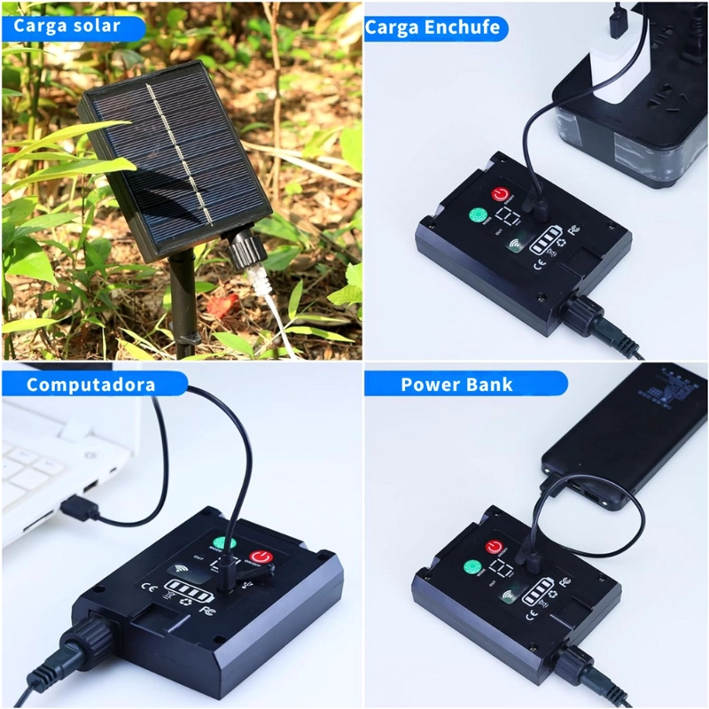 LUCES DE NAVIDAD SOLARES DE CASCADA 12 METROS 460 LED AMARILLAS CON CONTROL REMOTO, 8 MODOS Y CARGA SOLAR + USB TIPO C - 7