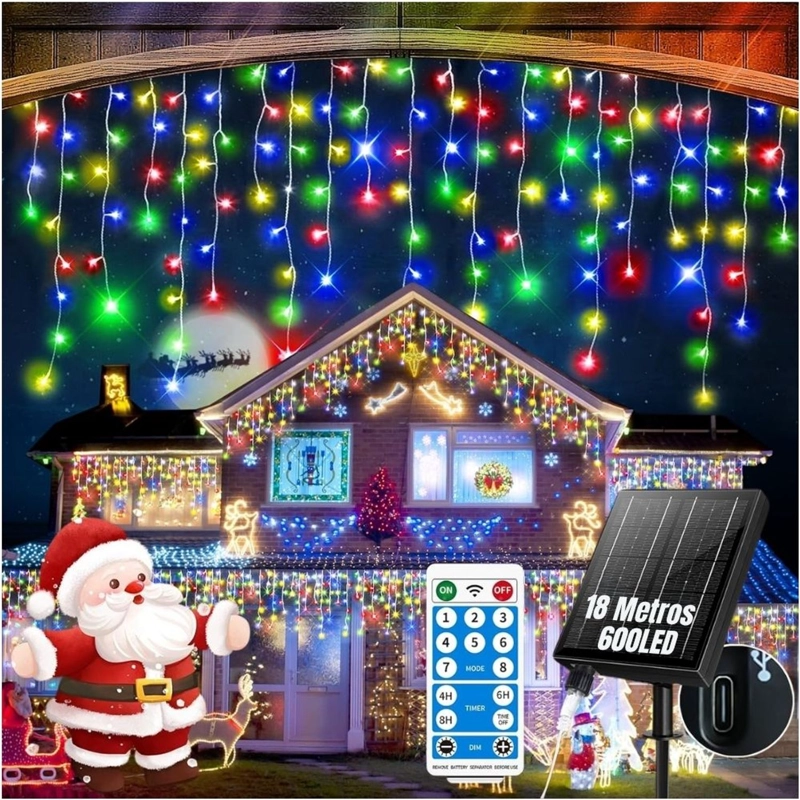 GUIRNALDA SOLAR TIPO CASCADA MULTICOLOR 18 METROS IDEAL PARA NAVIDAD, JARDINES Y EVENTOS - 1