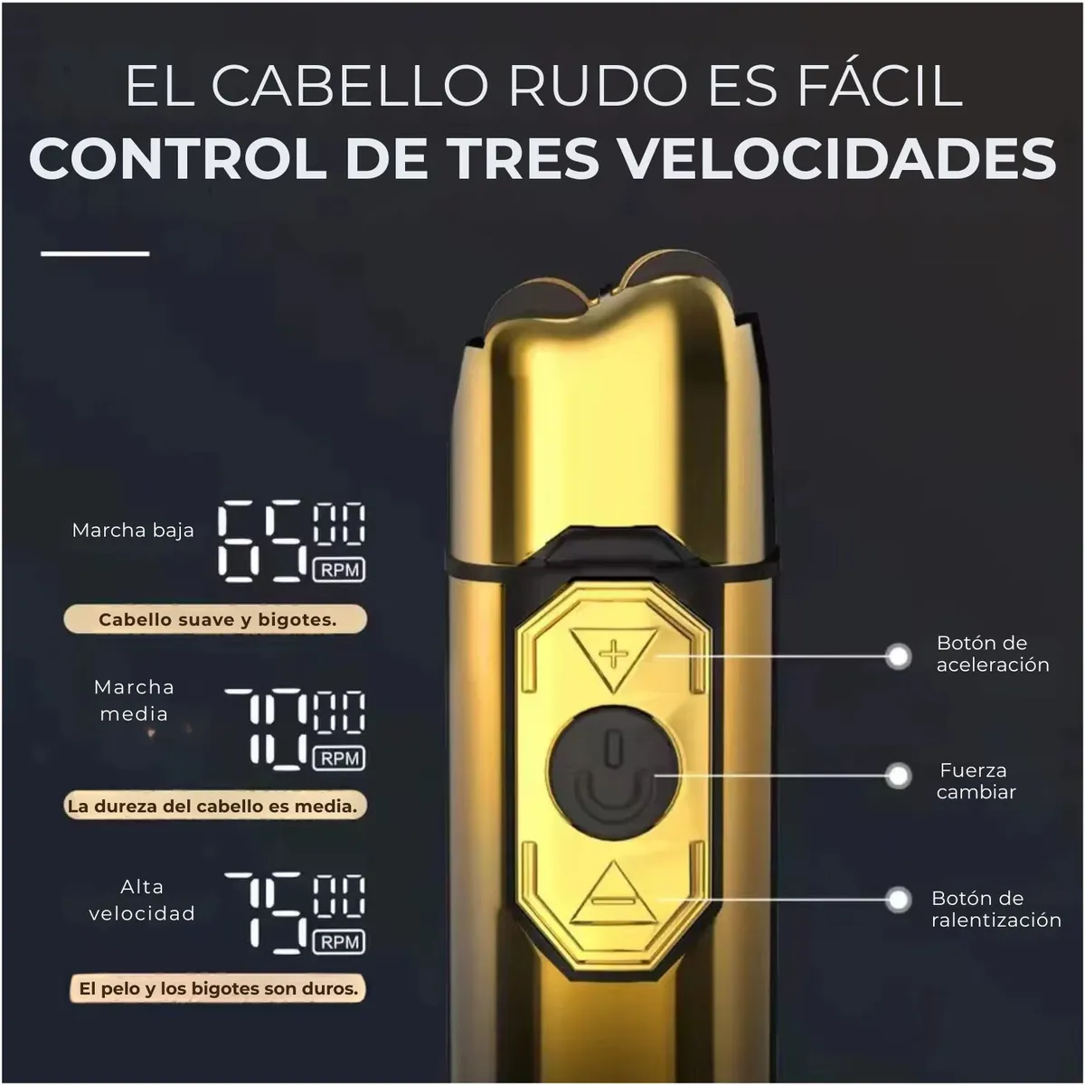Afeitadora Eléctrica Kemei KM-TX10 Shaver Profesional Recargable USB Dorado - 3