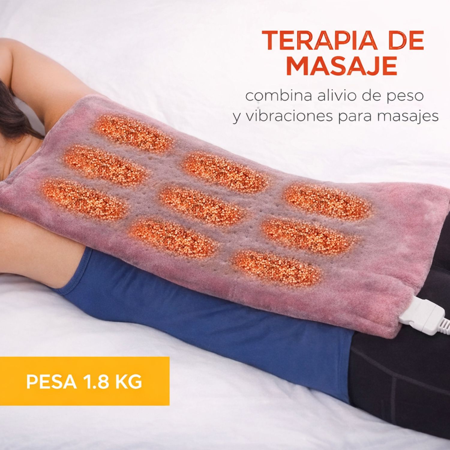 MANTA ELÉCTRICA TÉRMICA CON MASAJE VIBRATORIO, CALOR AJUSTABLE Y FRANELA SUAVE - 3