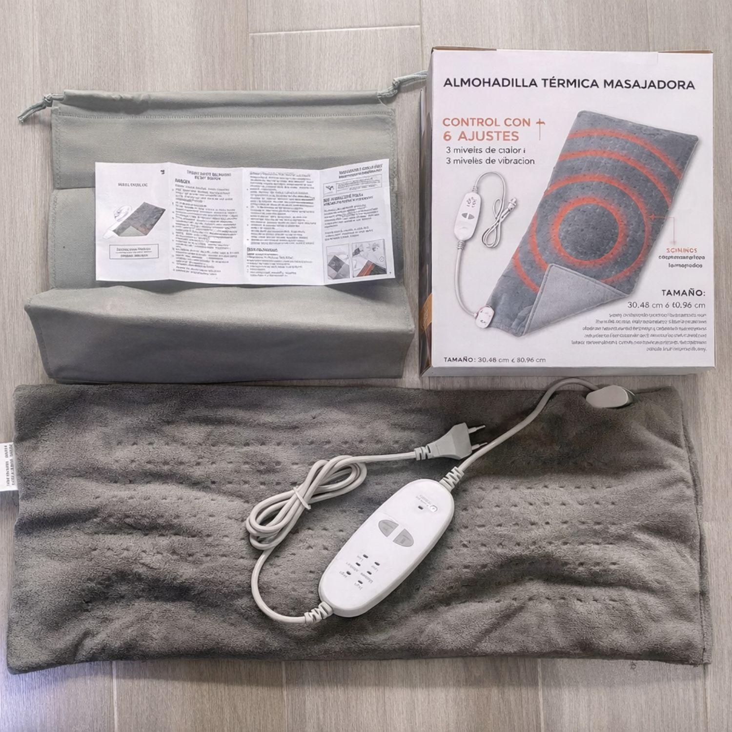 MANTA ELÉCTRICA TÉRMICA CON MASAJE VIBRATORIO, CALOR AJUSTABLE Y FRANELA SUAVE - 6