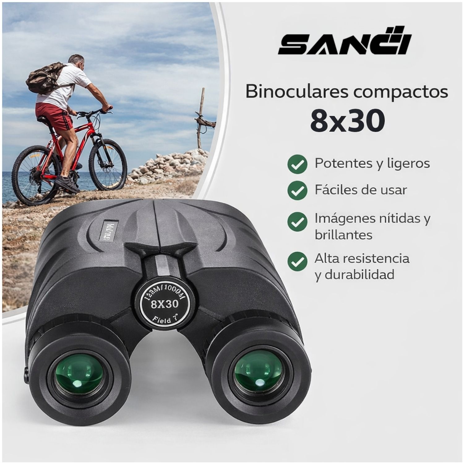 BINOCULARES COMPACTOS 8X30 LARGO ALCANCE 1000M ALTA DEFINICIÓN PROFESIONALES PARA VIAJES NATURALEZA Y EVENTOS - 6