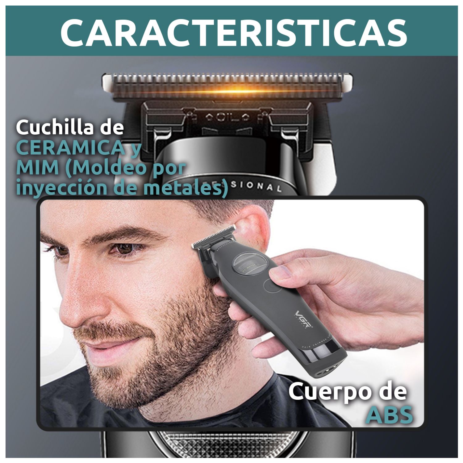 CORTADORA PELO PATILLERA VGR V-880T PROFESIONAL BLDC 7200RPM RECARGABLE - 10