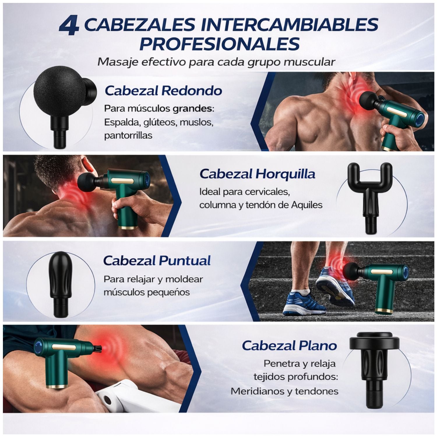 MASAJEADOR MUSCULAR TERAPÉUTICO PORTÁTIL TERAPIA PERCUSIÓN 6 NIVELES RECARGABLE SILENCIOSO COMPACTO - 4