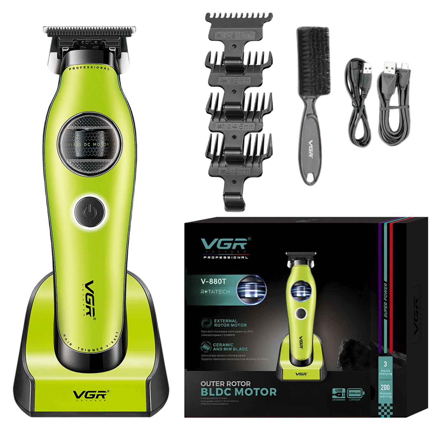 CORTADORA PELO PATILLERA VGR V-880T PROFESIONAL BLDC 7200RPM RECARGABLE - 1