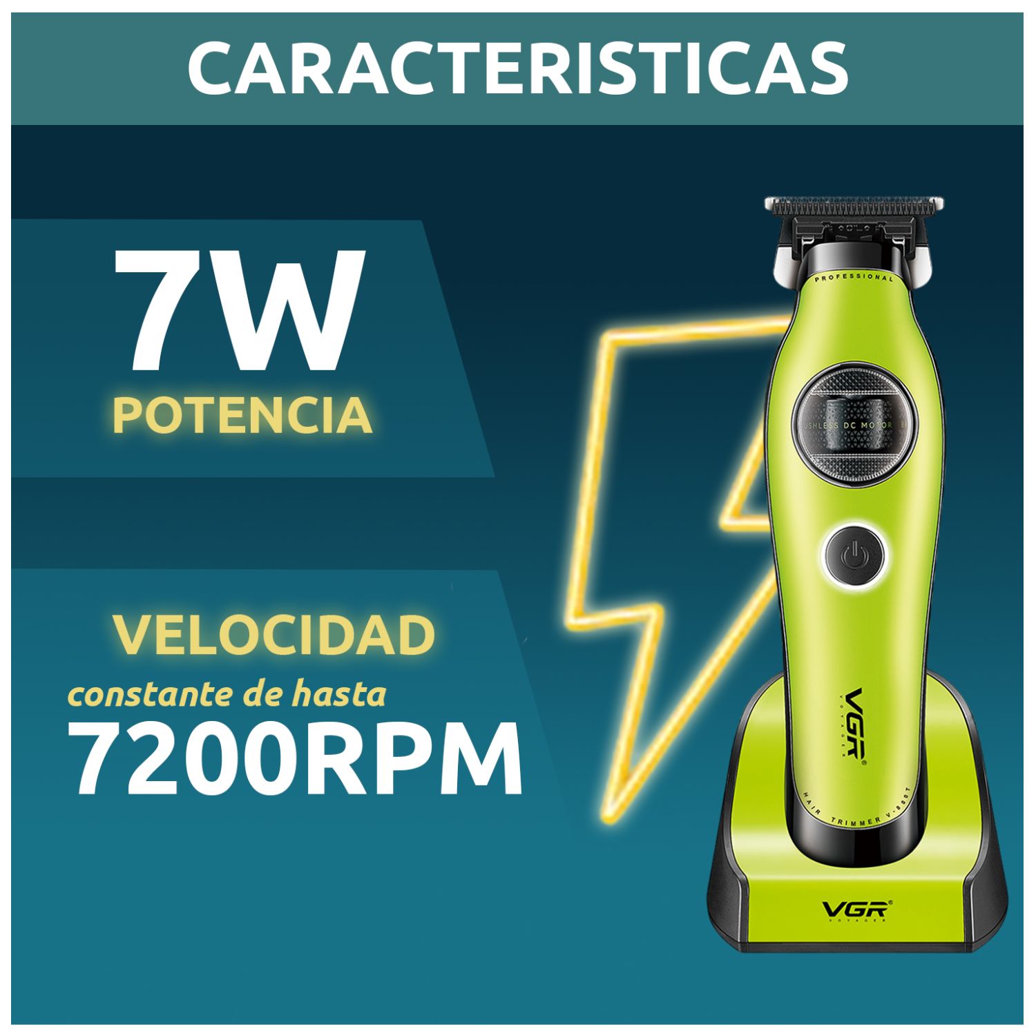 CORTADORA PELO PATILLERA VGR V-880T PROFESIONAL BLDC 7200RPM RECARGABLE - 3