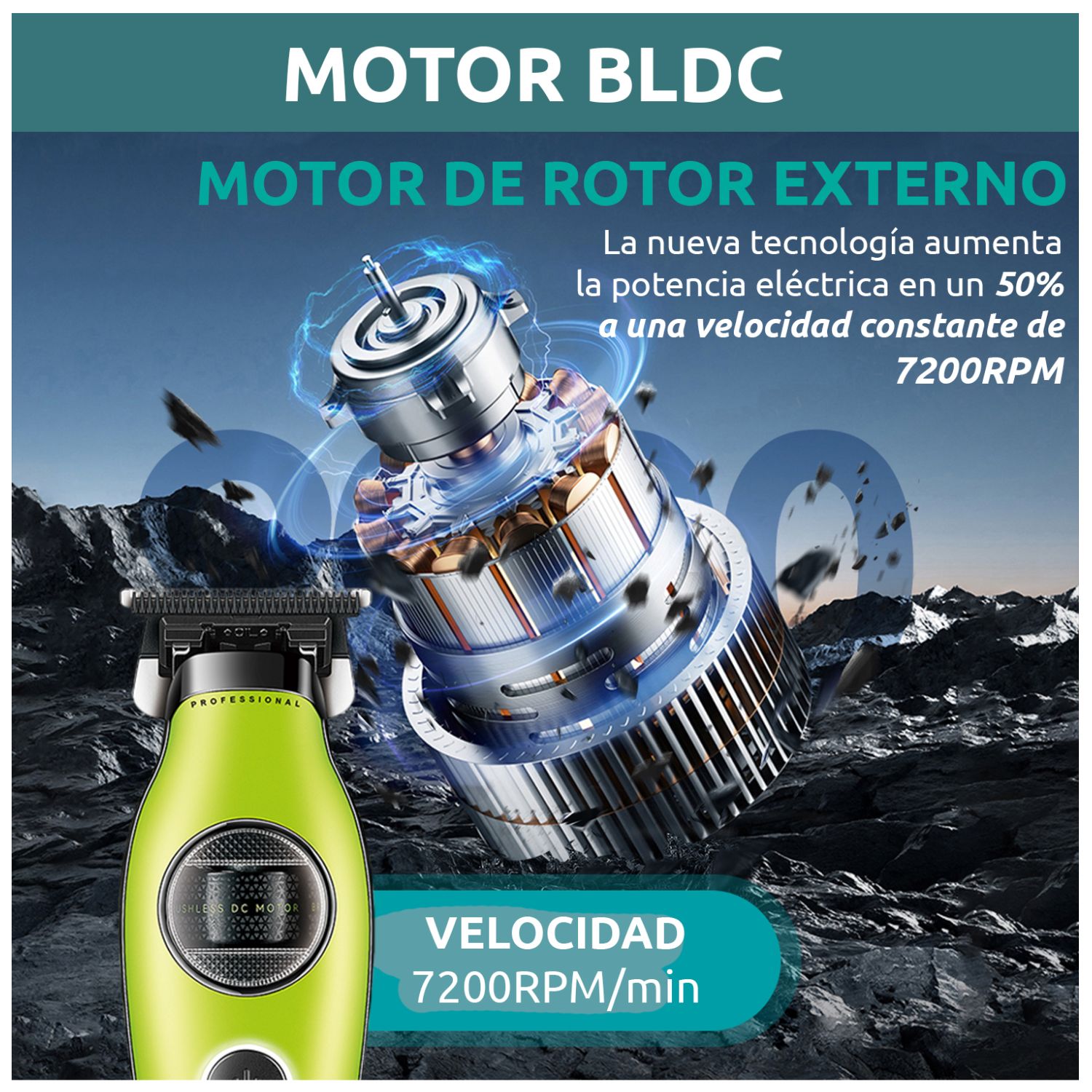 CORTADORA PELO PATILLERA VGR V-880T PROFESIONAL BLDC 7200RPM RECARGABLE - 6