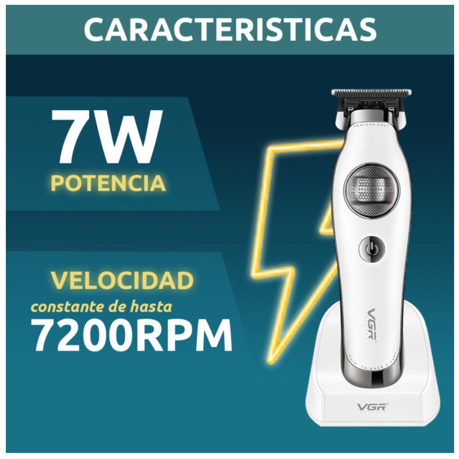 CORTADORA PELO PATILLERA VGR V-880T PROFESIONAL BLDC 7200RPM RECARGABLE - 4