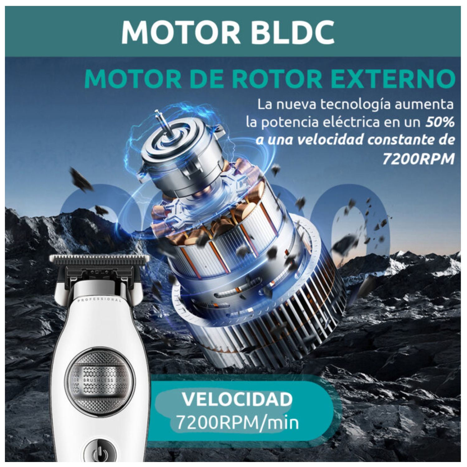 CORTADORA PELO PATILLERA VGR V-880T PROFESIONAL BLDC 7200RPM RECARGABLE - 6
