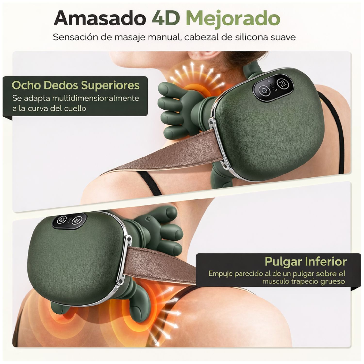 MASAJEADOR DE CUELLO Y HOMBROS CON CALOR 4D, AMASAMIENTO PROFUNDO Y MASAJE SHIATSU - 6