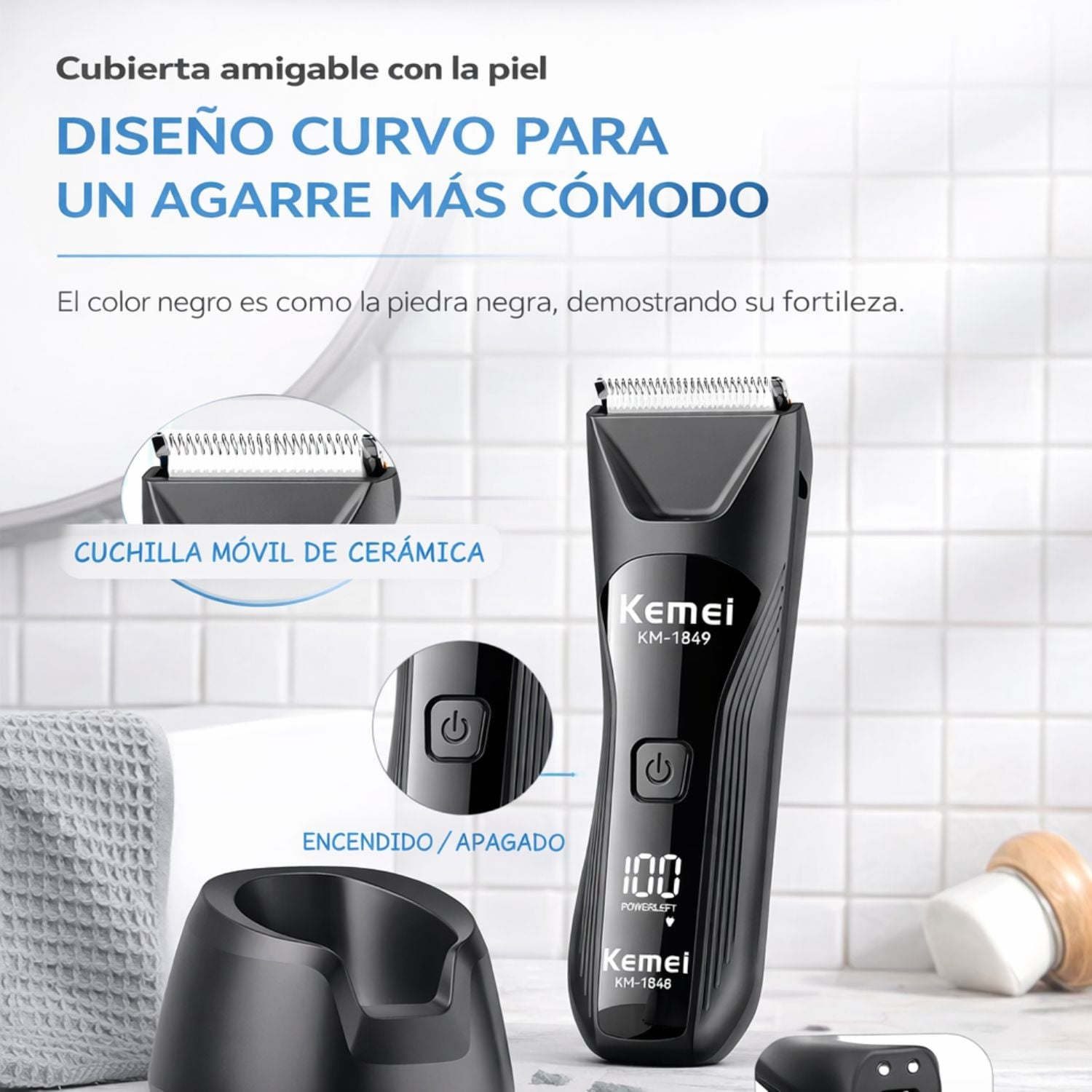 AFEITADORA CORPORAL UNISEX IMPERMEABLE IPX7 CON LUZ LED Y CARGA USB TIPO C - 3